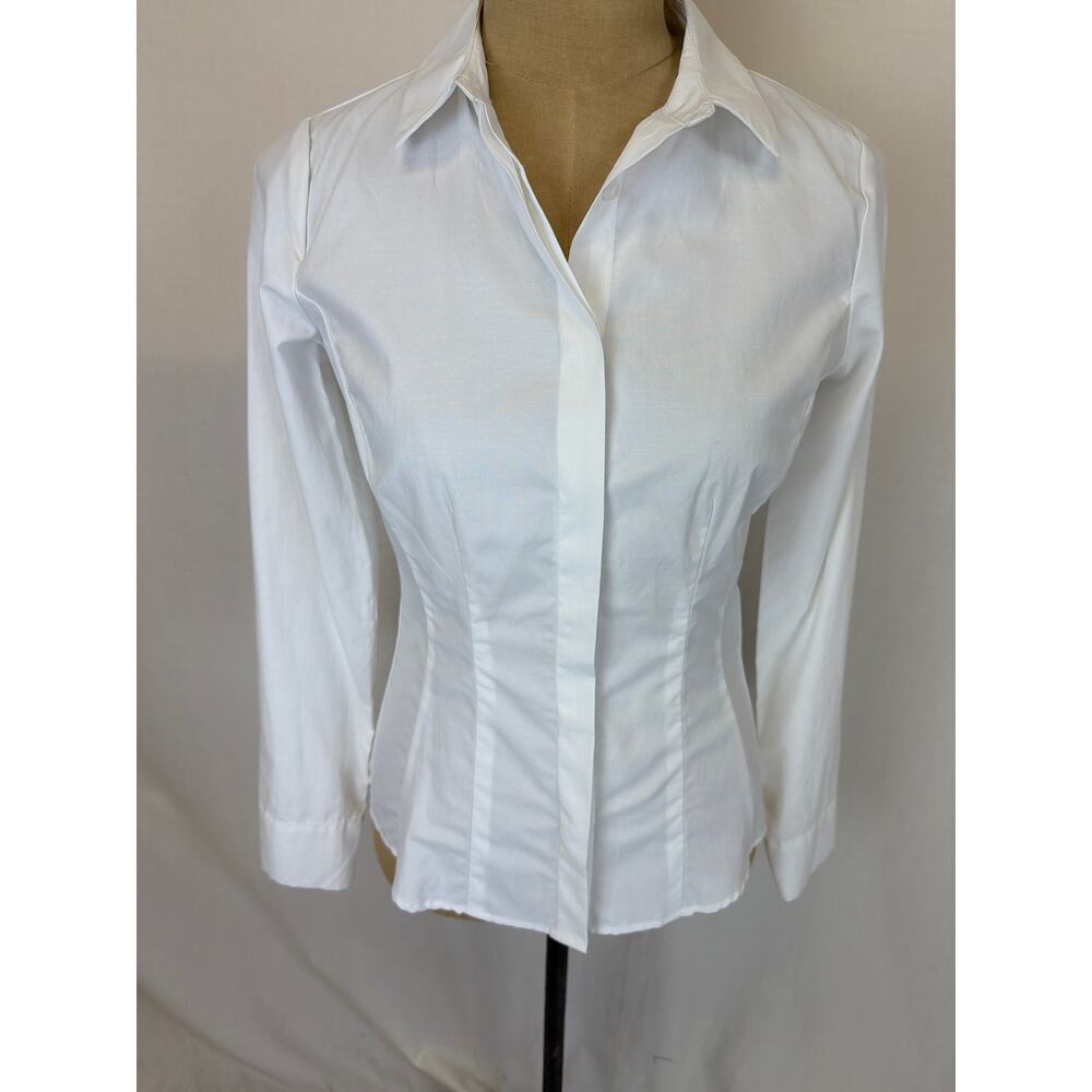 NWT Soya Concept White Recycled Cotton & Poly Button Front Blouse MED #0507